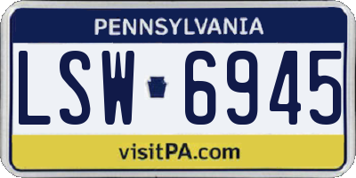 PA license plate LSW6945