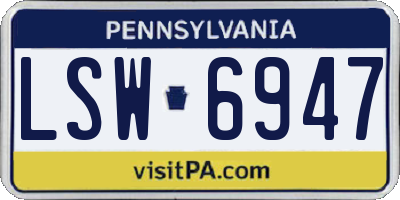 PA license plate LSW6947