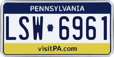 PA license plate LSW6961
