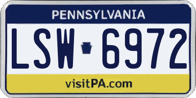 PA license plate LSW6972