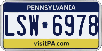 PA license plate LSW6978