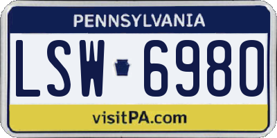 PA license plate LSW6980