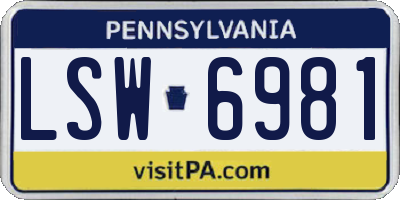 PA license plate LSW6981