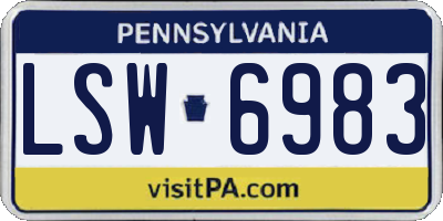 PA license plate LSW6983