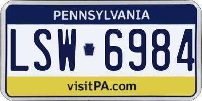 PA license plate LSW6984