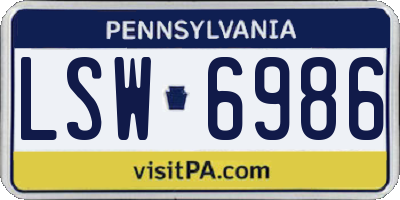 PA license plate LSW6986