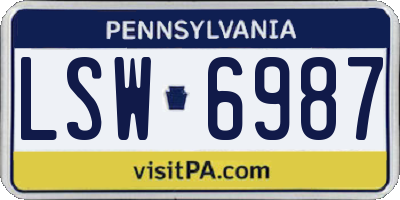 PA license plate LSW6987