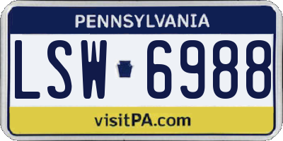 PA license plate LSW6988