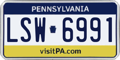 PA license plate LSW6991