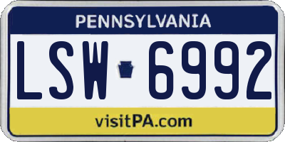 PA license plate LSW6992