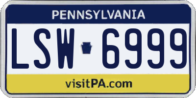 PA license plate LSW6999