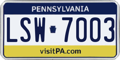 PA license plate LSW7003