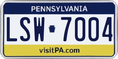PA license plate LSW7004