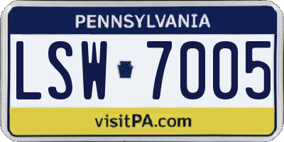 PA license plate LSW7005