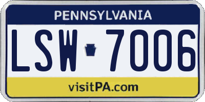 PA license plate LSW7006