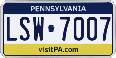 PA license plate LSW7007