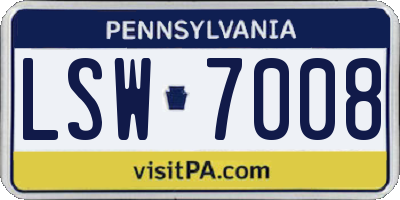 PA license plate LSW7008