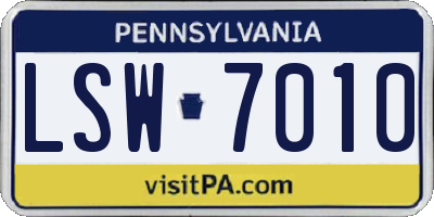PA license plate LSW7010