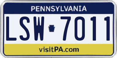 PA license plate LSW7011