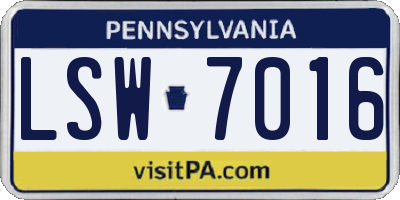 PA license plate LSW7016