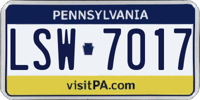 PA license plate LSW7017