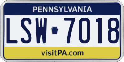 PA license plate LSW7018