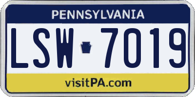 PA license plate LSW7019
