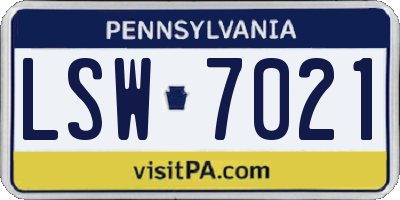 PA license plate LSW7021