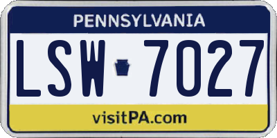 PA license plate LSW7027