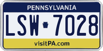 PA license plate LSW7028