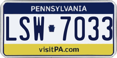 PA license plate LSW7033