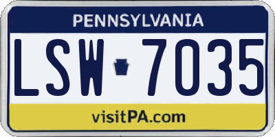 PA license plate LSW7035