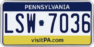 PA license plate LSW7036