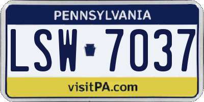 PA license plate LSW7037