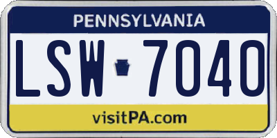 PA license plate LSW7040