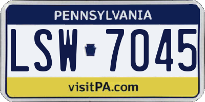 PA license plate LSW7045