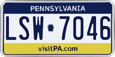 PA license plate LSW7046