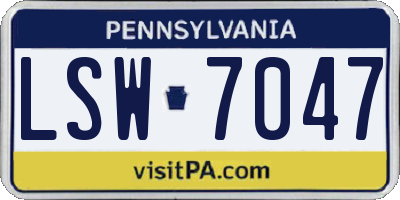 PA license plate LSW7047
