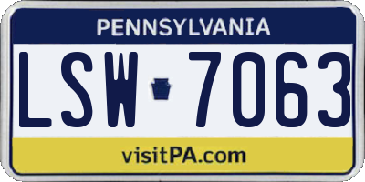 PA license plate LSW7063
