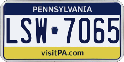 PA license plate LSW7065