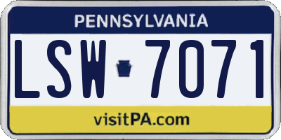 PA license plate LSW7071