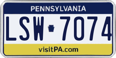 PA license plate LSW7074