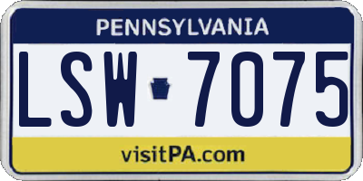 PA license plate LSW7075