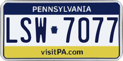 PA license plate LSW7077