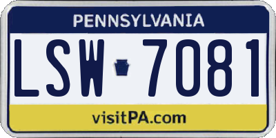 PA license plate LSW7081