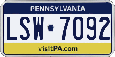 PA license plate LSW7092