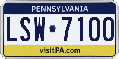 PA license plate LSW7100