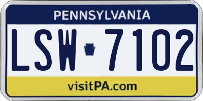 PA license plate LSW7102