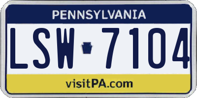PA license plate LSW7104