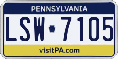 PA license plate LSW7105